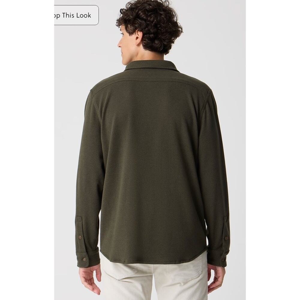 NEW J Crew Double Knit Work Shirt Button up Long Sleeve Mens Size M Green - Picture 3 of 11